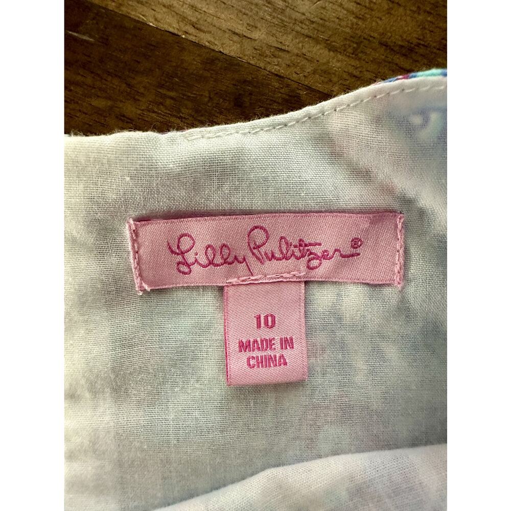 Lilly Pulitzer Pinchers Picnic Shift Dress Sleeveless Blue Red Floral Beach 10 - Picture 5 of 9
